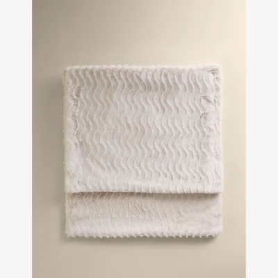 Marks & Spencer M&S Faux Fur Feathered Throw Ivory