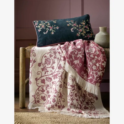 Marks & Spencer Historic Royal Palaces Pure Cotton Tudor Trail Throw Pink Mix