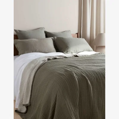 Marks & Spencer Bedfolk Pure Cotton Reversible Extra Large Throw Grey