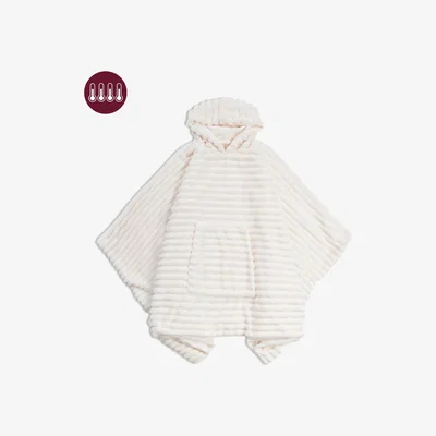 Marks & Spencer The M&S Snuggle Ribbed Fleece Hooded Blanket - Kids - Cream, Cream