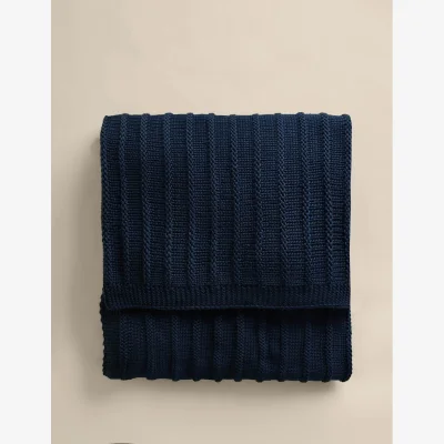 Marks & Spencer M&S Ribbed Knitted Large Throw Navy