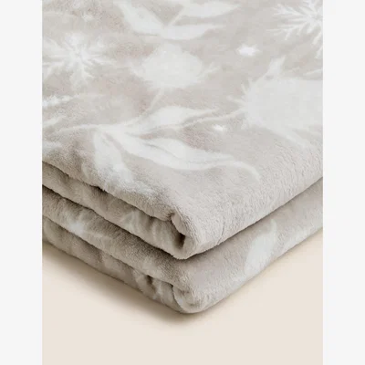 Marks & Spencer M&S Fleece Floral Throw - Natural Mix, Natural Mix