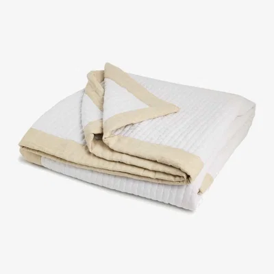 Marks & Spencer M&S Collection Linen Border Quilted Bedspread - MED - Neutral, Neutral