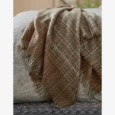 Marks & Spencer Bedeck of Belfast Woven Osanna Tasselled Throw Brown Mix