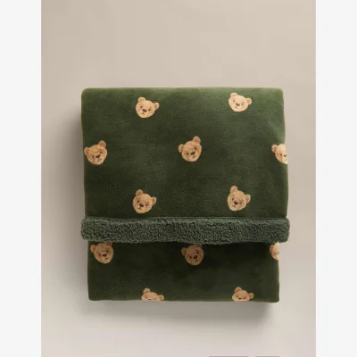 Marks & Spencer Spencer Bear™ Borg Fleece Spencer Bear™ Throw Green Mix