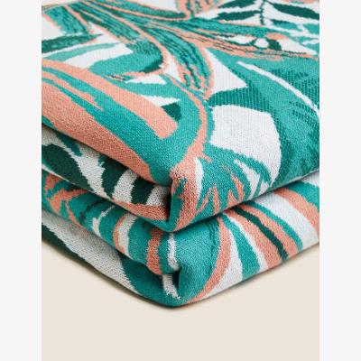 Marks & Spencer M&S  Pure Cotton Palm Print Knitted Throw - Multi, Multi
