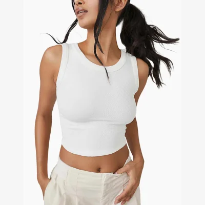Marks & Spencer FP Movement Free Throw Rib Crop Vest Top White