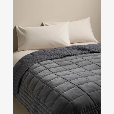 Marks & Spencer M&S Pure Cotton Velvet Bedspread Charcoal