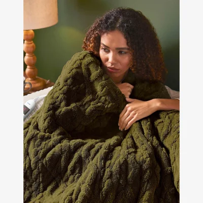 Marks & Spencer Silentnight Fleece Heated Throw Dark Green