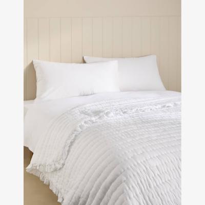 Marks & Spencer M&S Washed Cotton Quilted Ruffle Bedspread White
