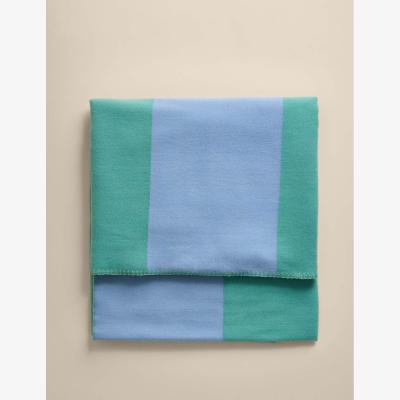Marks & Spencer M&S Wool Blend Woven Striped Large Throw Blue Mix