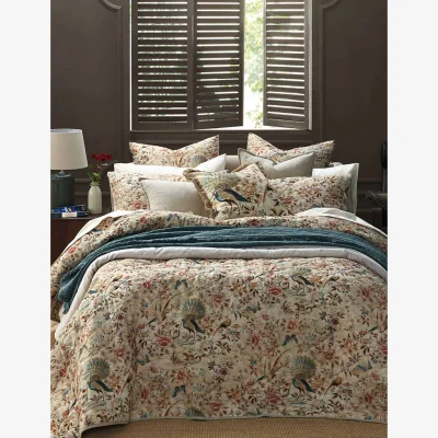 Marks & Spencer MM Linen Cotton Rich Milan Quilted Bedspread Set Dark Teal