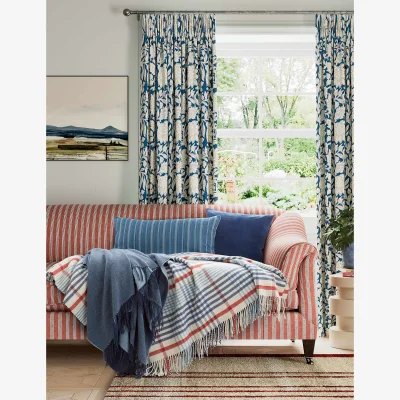 Marks & Spencer Piglet In Bed Wool Blend Checked Throw Blue Mix