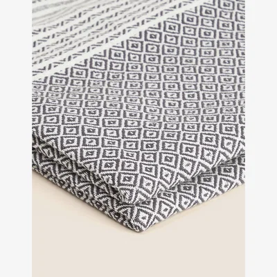 Marks & Spencer M&S Pure Cotton Geometric Throw - Charcoal Mix, Charcoal Mix,Rust Mix