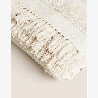Marks & Spencer M&S  Pure Cotton Striped Tufted Throw - Natural Mix, Natural Mix