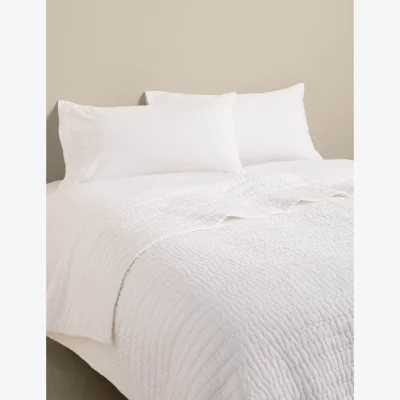 Marks & Spencer M&S Linen Blend Quilted Bedspread White