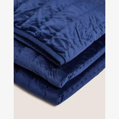 Marks & Spencer M&S Velvet Quilted Bedspread - MED - Navy, Navy,Grey
