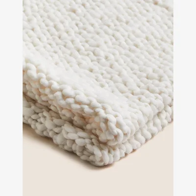 Marks & Spencer M&S Knitted Throw - Cream, Cream