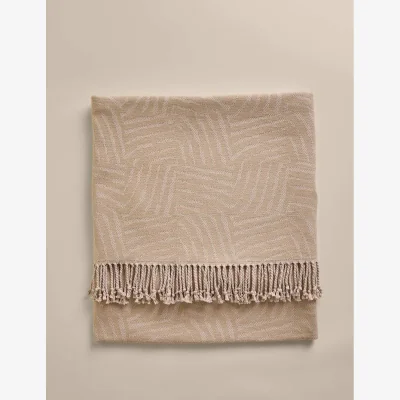 Marks & Spencer M&S Cotton Rich Geometric Throw Neutral