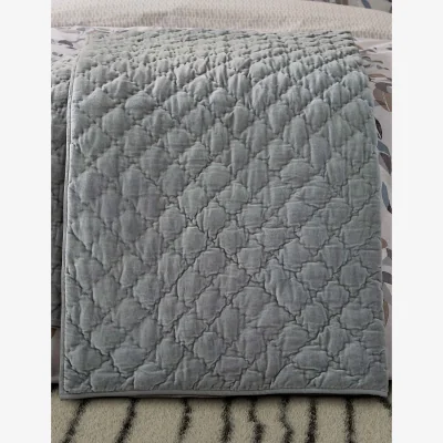 Marks & Spencer Bedeck of Belfast Pure Cotton Velvet Albany Quilted Throw Light Grey