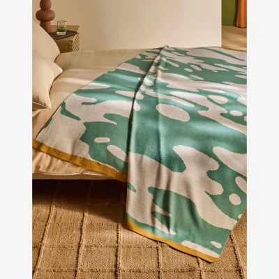 Marks & Spencer MADE Ripple Knitted Throw Teal