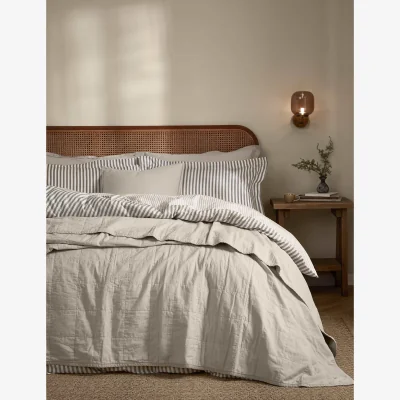 Marks & Spencer YARD Hebden Washed Cotton Quilted Bedspread Oatmeal