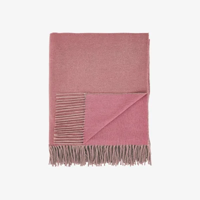Marks & Spencer LAND & SHORE Wool Blend Fringed Throw Pink