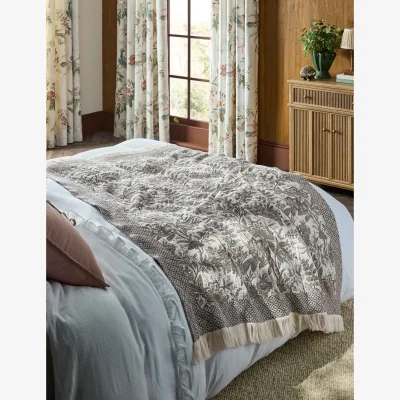 Marks & Spencer Laura Ashley Marlbrook Jacquard Knit Throw Grey Mix