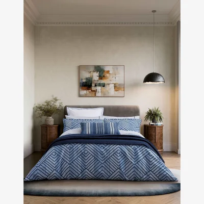 Marks & Spencer Bedeck of Belfast Pure Cotton Kayah Liyana Quilted Throw Indigo