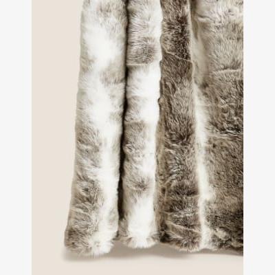 Marks & Spencer M&S  Faux Fur Animal Print Throw - Brown Mix, Brown Mix