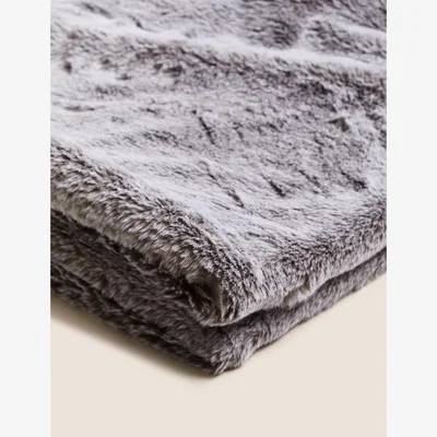 Marks & Spencer M&S Tipped Faux Fur Throw - Large - Grey, Grey