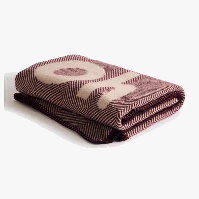 Marks & Spencer M&S x Bella Freud Pure Wool Oh Happy Day Slogan Throw Burgundy Mix