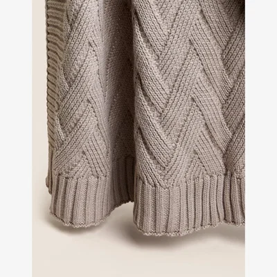Marks & Spencer M&S Herringbone Knitted Throw - Light Taupe, Light Taupe