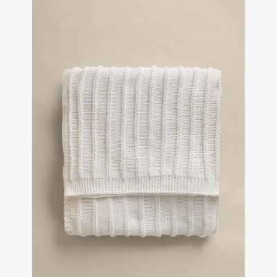 Marks & Spencer M&S Ribbed Knitted Large Throw Ecru