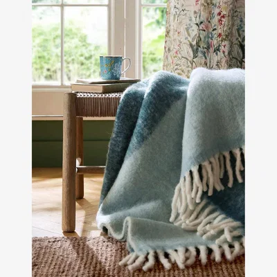 Marks & Spencer LAURA ASHLEY HOME Bronwen Throw with Wool Blue Mix