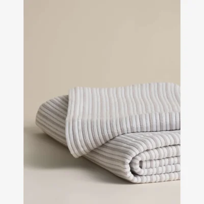 Marks & Spencer M&S Cotton Rich Striped Matelassé Bedspread Putty