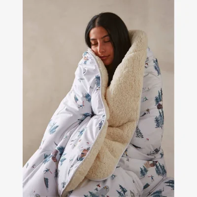 Marks & Spencer Night Lark Cosy Fleece Winter Wonderland Throw White