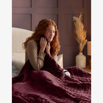 Marks & Spencer Silentnight Fleece Heated Throw Dark Berry