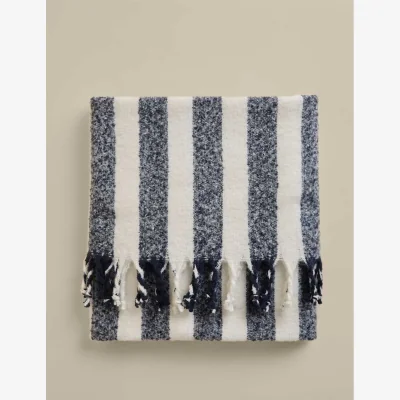 Marks & Spencer M&S Faux Mohair Striped Throw Blue