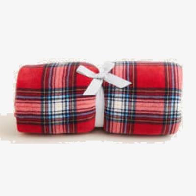 Marks & Spencer The M&S Snuggle™  Fleece Checked Hooded Blanket - KIDS - Red Mix, Red Mix