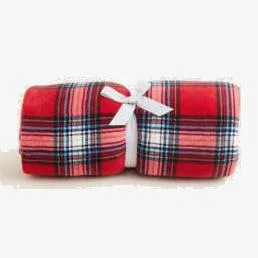 Marks & Spencer The M&S Snuggle™  Fleece Checked Hooded Blanket - KIDS - Red Mix, Red Mix