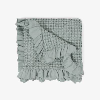 Made.com Lozen Waffle 100% Organic Cotton Bedspread, 150 x 200cm, Seafoam