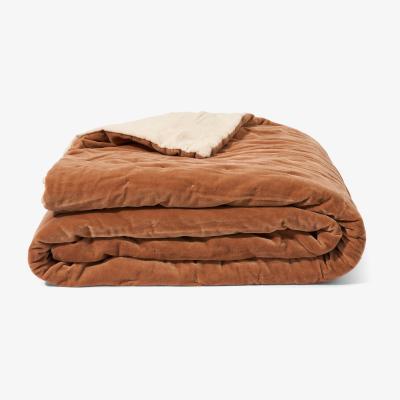 Made.com Lorna Velvet Bedspread, 225 x 220 cm, Cinnamon