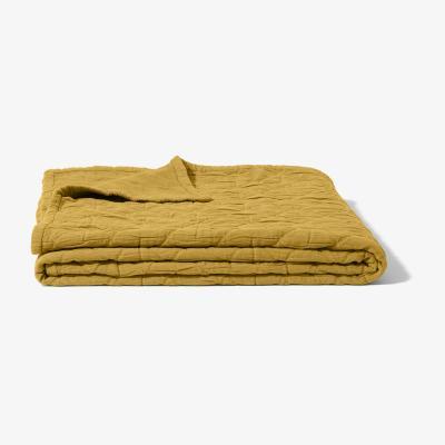 Made.com Boxton 100% Cotton Stonewashed Bedspread, 225 x 220 cm, Gold