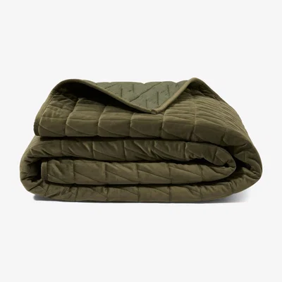 Made.com Julius Quilted Velvet Bedspread, 225 x 220cm, Pistachio Green