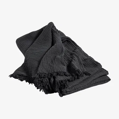 Made in Design Crinkle Bedspread - Cotton / 270 x 270 cm by Hay Grey/Black