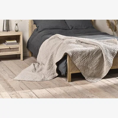 Nkuku Nkuku Deuli Linen Bed Quilt | Textiles | Natural | 220 x 240 cm