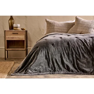 Nkuku Nkuku Mandawa Velvet Bedspread | Textiles | Charcoal