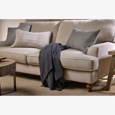 Nkuku nkuku Nahan Moss Stitch Cotton Throw | Textiles | Charcoal