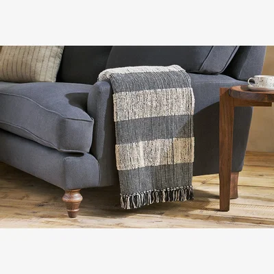 Nkuku Nkuku Shal Cotton Throw | Textiles | Black/Off White